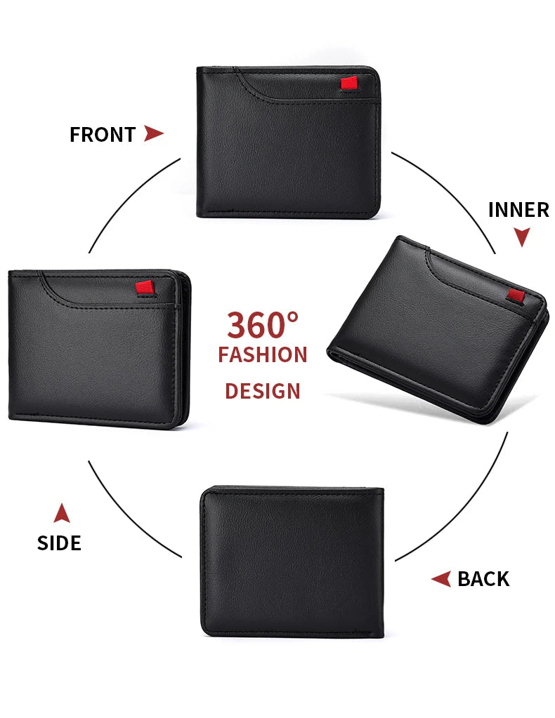 Men's Short Wallet Multi-Card Slot Card Holder PU Leather Luxury Wallet for Men