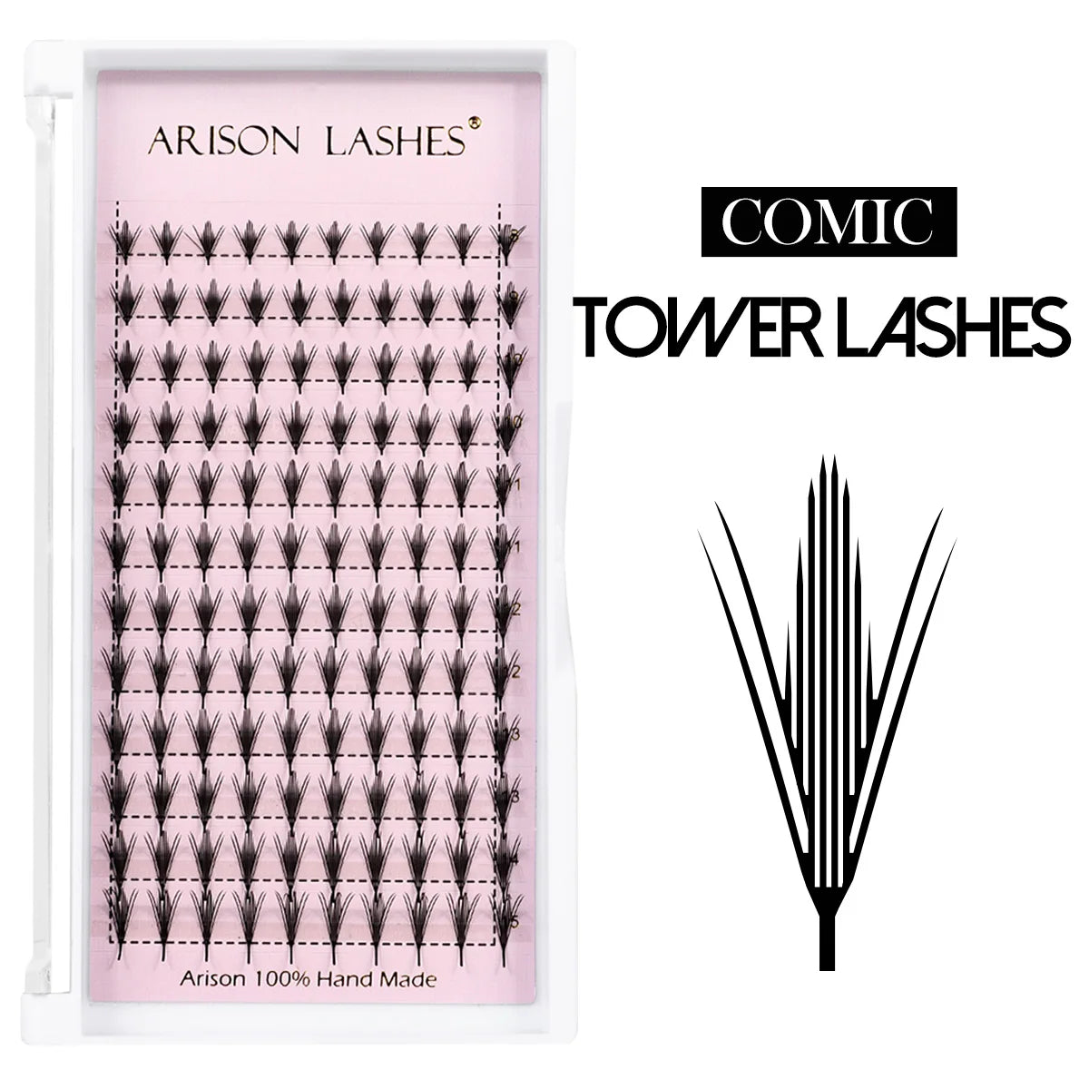 ARISON Comic Leaf Lashes Plume Spire Premade Fan Eyelash Extensions Automatic Flowering Individual Volume False Lashes