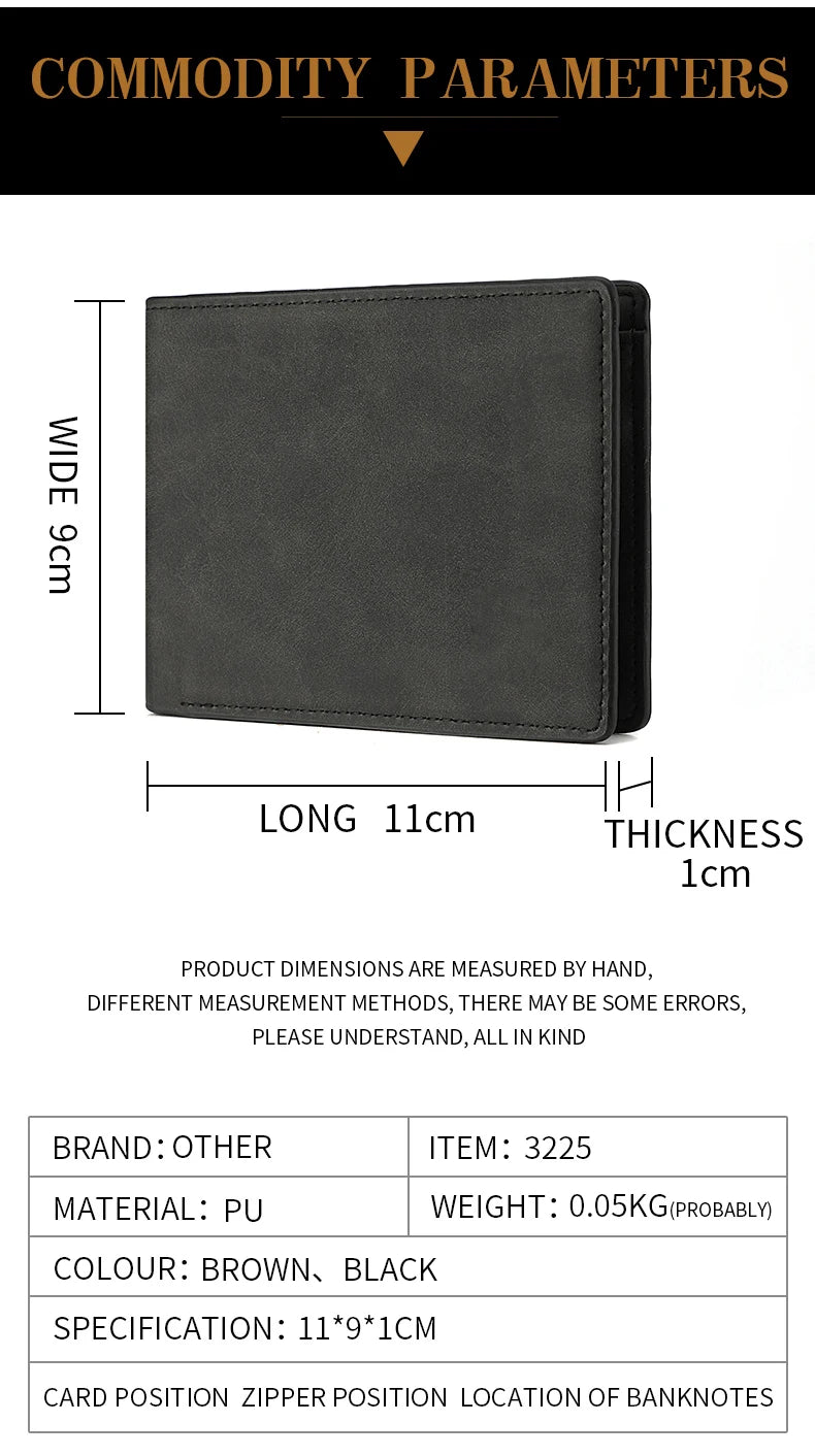2025 New Wallet for Men, Short Men's Wallet, Dollar Wallet, Zipper Coin Pocket, Ultra-thin Men's Wallet