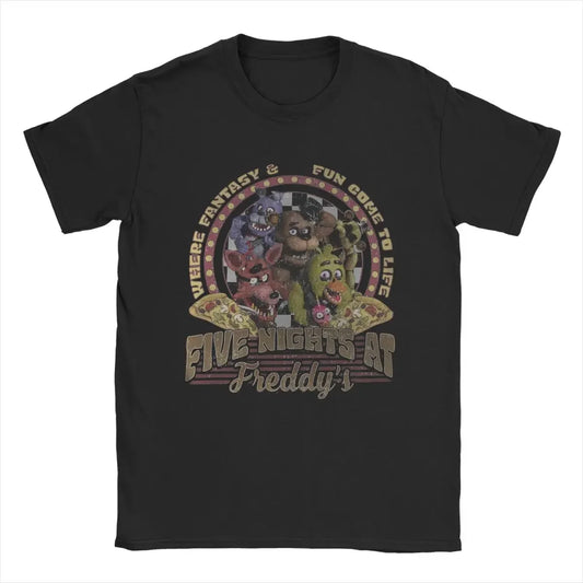 At Freddys Cotton Clothes Humor Short Sleeve O Neck Tee Shirt  Men's Five Nights T shirts  Plus Size T-men clothing
