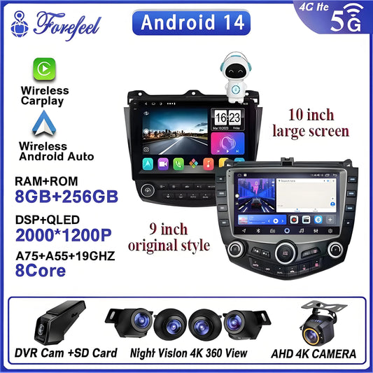 Android 14 Head Unit For Honda Accord 7 2003-2007 Multimedia Player GPS Navigation Stereo Head Unit No 2din DVD QLED Screen 5G