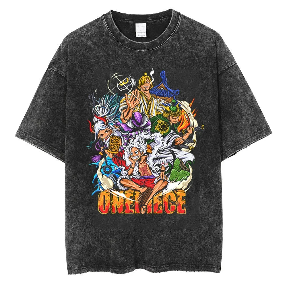 Men Streetwear Tshirt Hip Hop Oversized One Piece Graphic Print Retro T-Shirt Harajuku Summer Short Sleeve T Shirt Cotton Tops