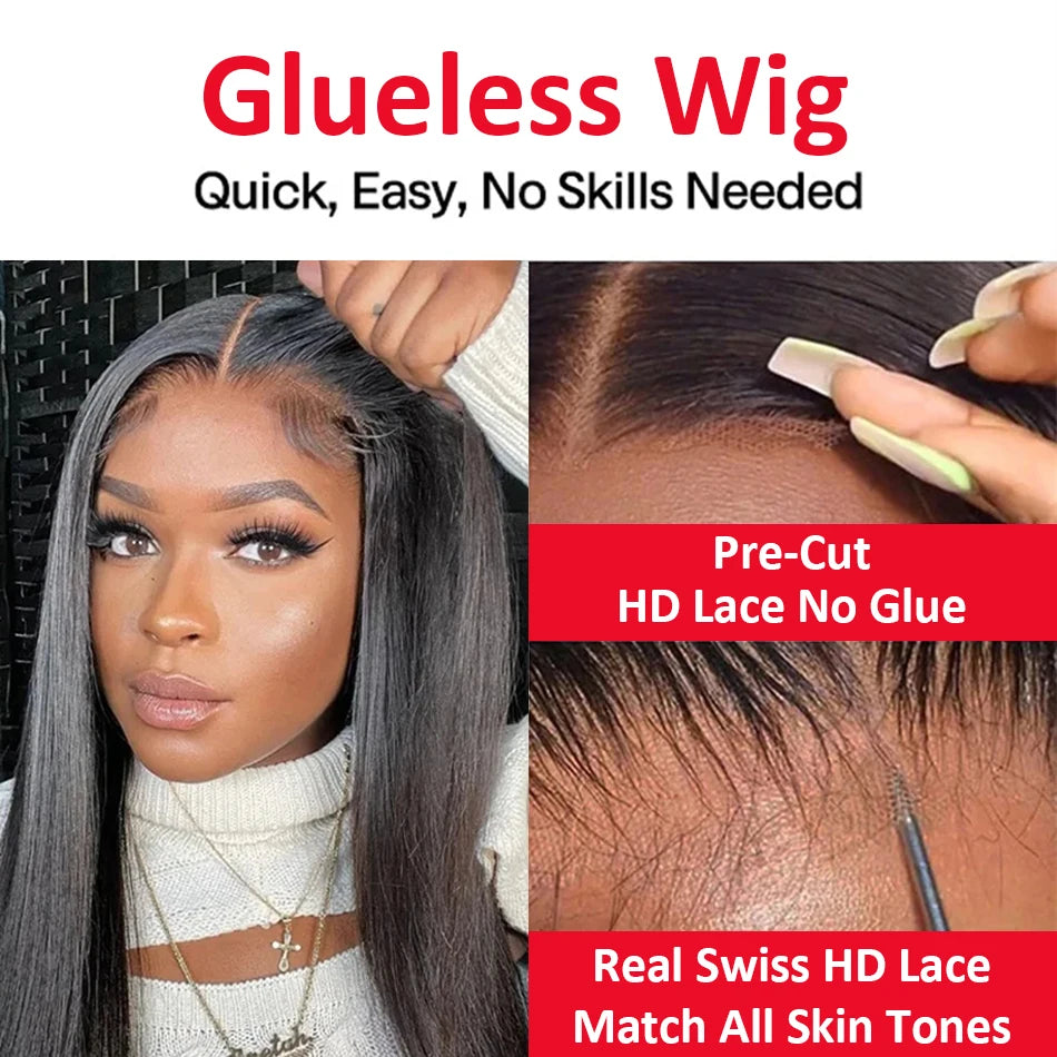 250 Density Straight 13x6 HD Black Lace Frontal Wigs 5x5 Glueless 30 40 Inch 13x4 Lace Front Human Hair Wig Bone Closure Wear Go