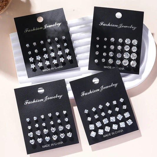 1Set   For Women Men Jewelry Accessories Gifts Fashion Luxury Rhinestone Stud Earrings Set Shiny Simple Wedding Stud Earrings