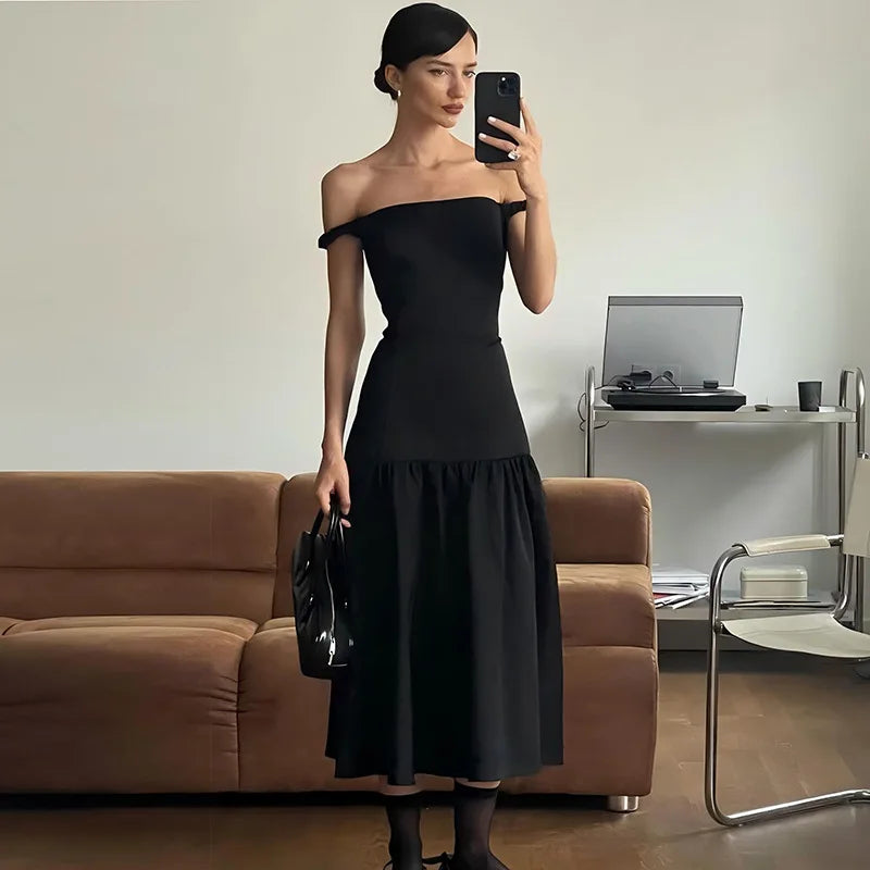 Ladies Summer Off Shoulder Elegant Evening Party Dress Women Sleeveless Backless Long Dresses Club Streetwear Woman Clothes 2025