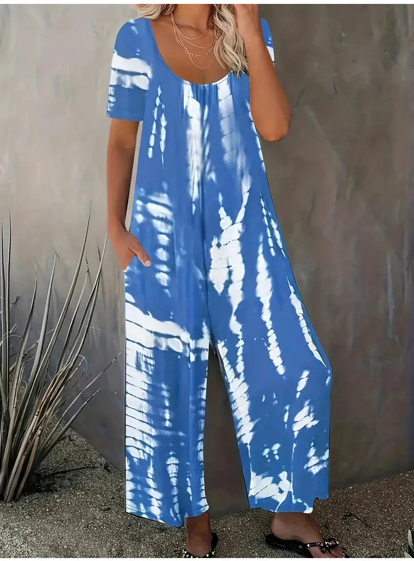 Plus Size 0XL-5XL Summer Rompers Overalls Women's Solid Color Jumpsuit with Pockets Casual Fashion Short Sleeve Jumpsuits