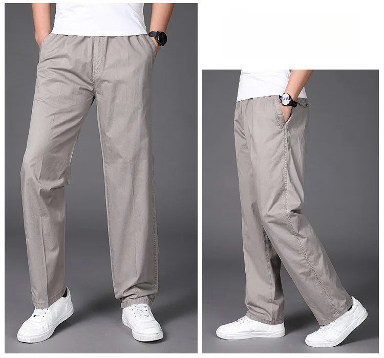 Summer thin cotton casual pants men loose straight leg 2024 new men's pants trend all matching men's long pants