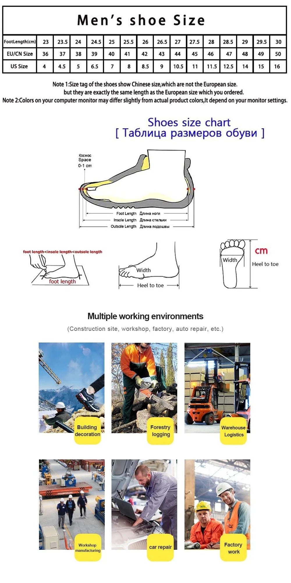 New work shoes for all seasons, lightweight, anti smashing, anti stab, anti slip, construction site safety protection shoes