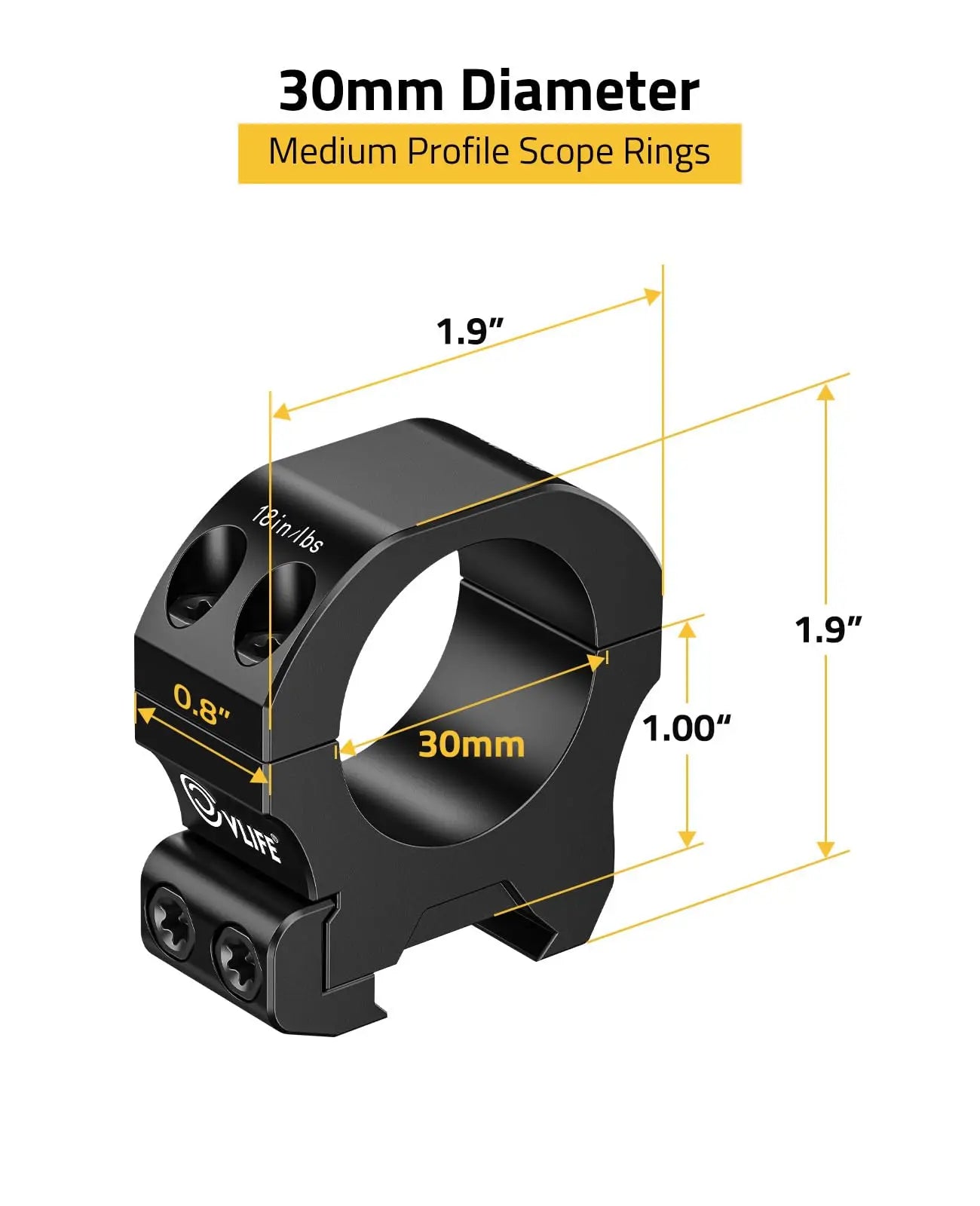 CVLIFE Rifle Scope Rings Mount 30mm Diameter Tube - Compatible with Picatinny Rails 2 Pieces  0.90" 1.0'' 1.26'' 1.54‘’Heigth