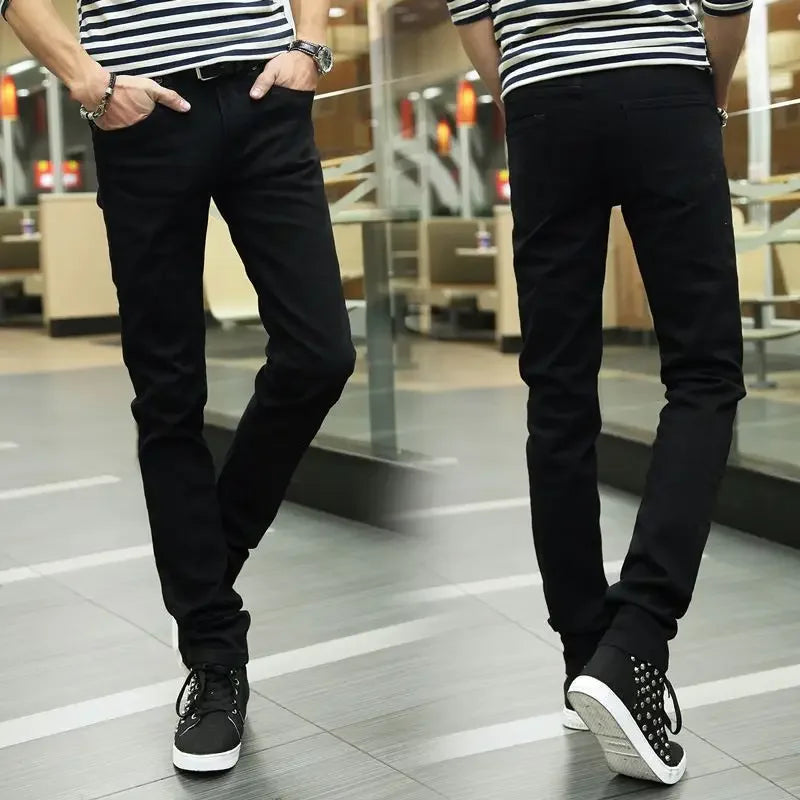 Spring Summer 2019 New Men's Jeans Casual Black Pants Student Korean Trendy Black Slims Smooths Your Silhouette