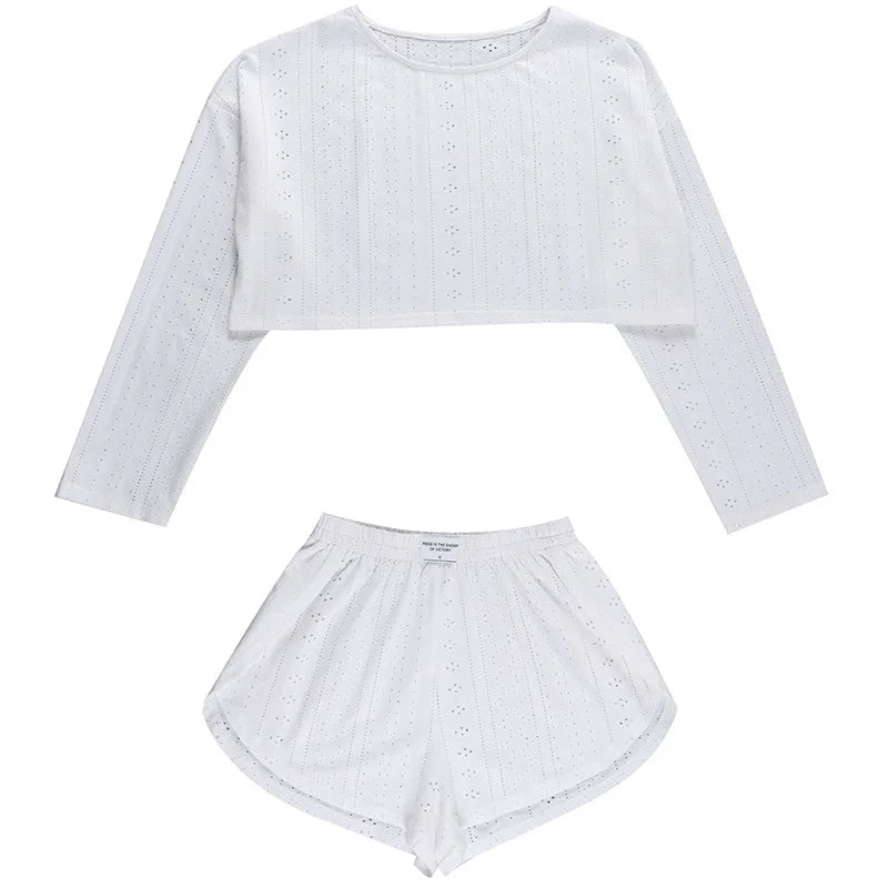 Women Fashion Slim Pajamas Set Two-Piece Suits Sleepwear Loungewear Solid Pajama Ladies Pijama Homewear Soft Leisure Nightwear