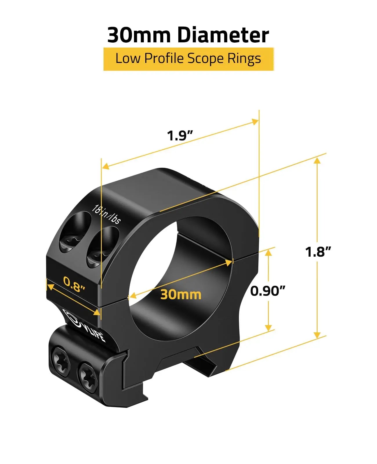 CVLIFE Rifle Scope Rings Mount 30mm Diameter Tube - Compatible with Picatinny Rails 2 Pieces  0.90" 1.0'' 1.26'' 1.54‘’Heigth