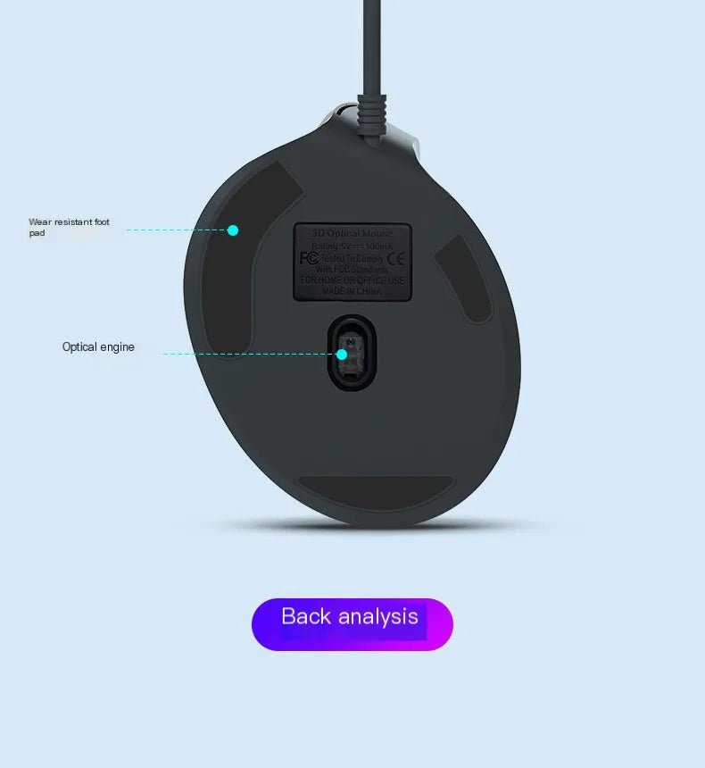 Wired Vertical Mouse Low Noise Button Ergonomics Design 3600 DPI Adjustable With Finger Support Mause Office Use Or Play Game