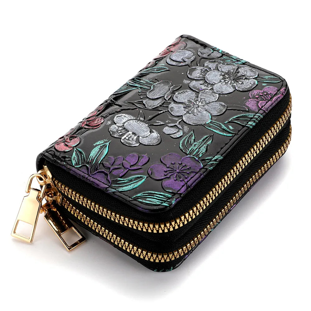 Women's Credit Card Wallet Large Capacity Multi-Card Slot Coin Wallet Double Zipper Credit Card Holder For Women