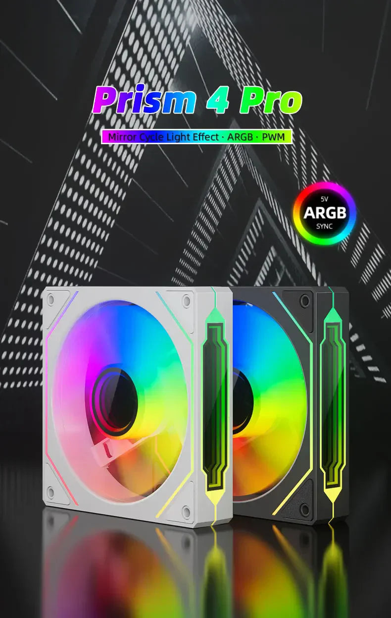 ICE Whale Prism 4 PRO PC Case Fan 120mm  ARGB Cyclic Mirror Light Effect PWM 800-1800RPM CPU Cooler ventilador