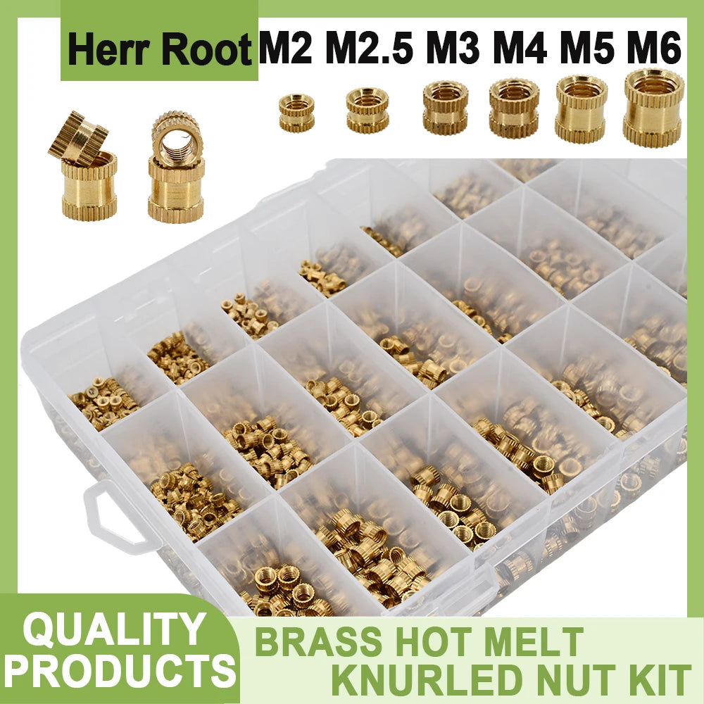 M2 M2.5 M3 M4 M5 M6 Heat Brass Insert Nut Metric Threaded Inserts Hot Melt Knurled Copper Nuts For 3D Printing Assortment Kit