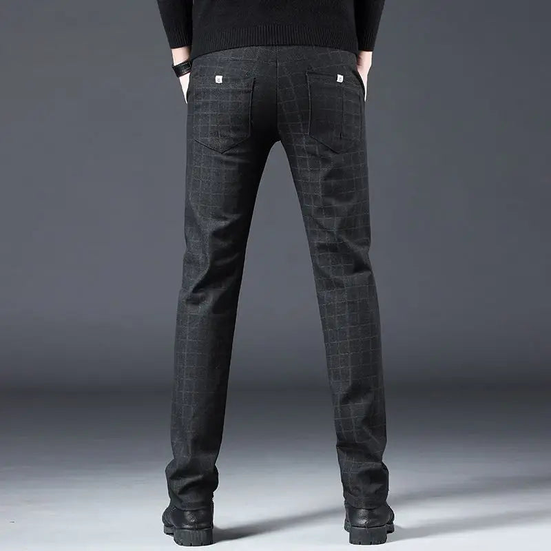 Fashion Men Smart Casual Tailored Trousers Male Slight Strech Loose Straight Dress Pants Versatile Slim Fit Thin Black Trousers