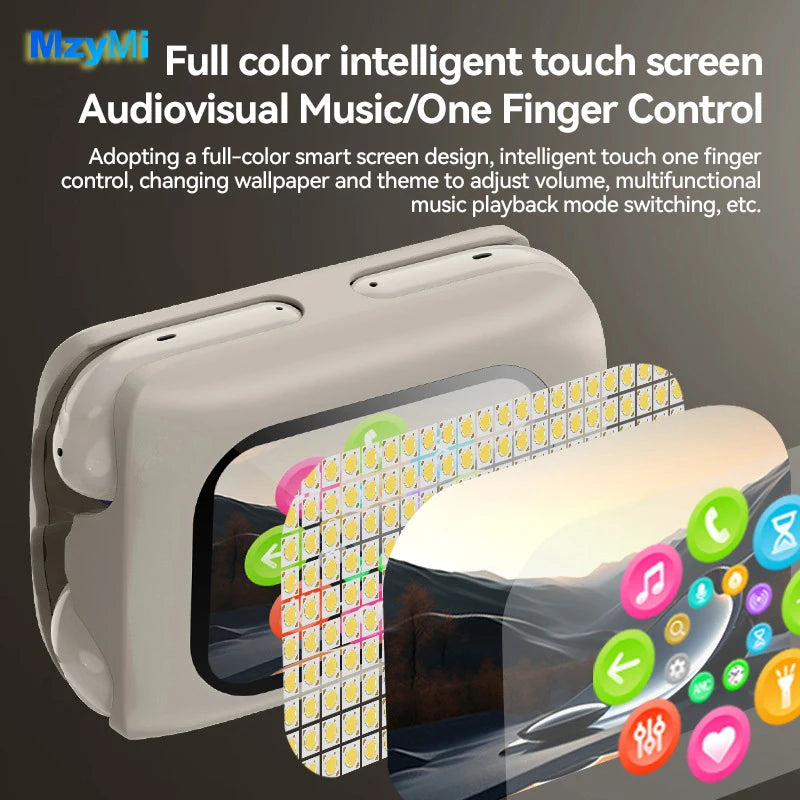 MZYMI H12 Pro Wireless Earphone Dual Earbuds Touch Screen Headset ANC+ENC Noise Cancelling In Ear Bluetooth5.4 Headphone