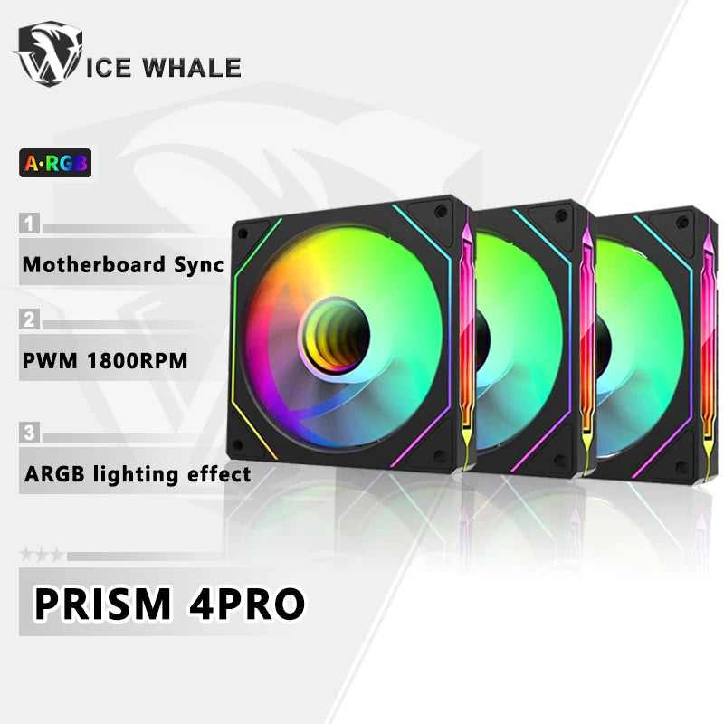 ICE Whale Prism 4 PRO PC Case Fan 120mm  ARGB Cyclic Mirror Light Effect PWM 800-1800RPM CPU Cooler ventilador