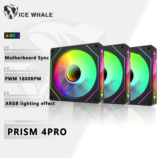 ICE Whale Prism 4 PRO PC Case Fan 120mm  ARGB Cyclic Mirror Light Effect PWM 800-1800RPM CPU Cooler ventilador