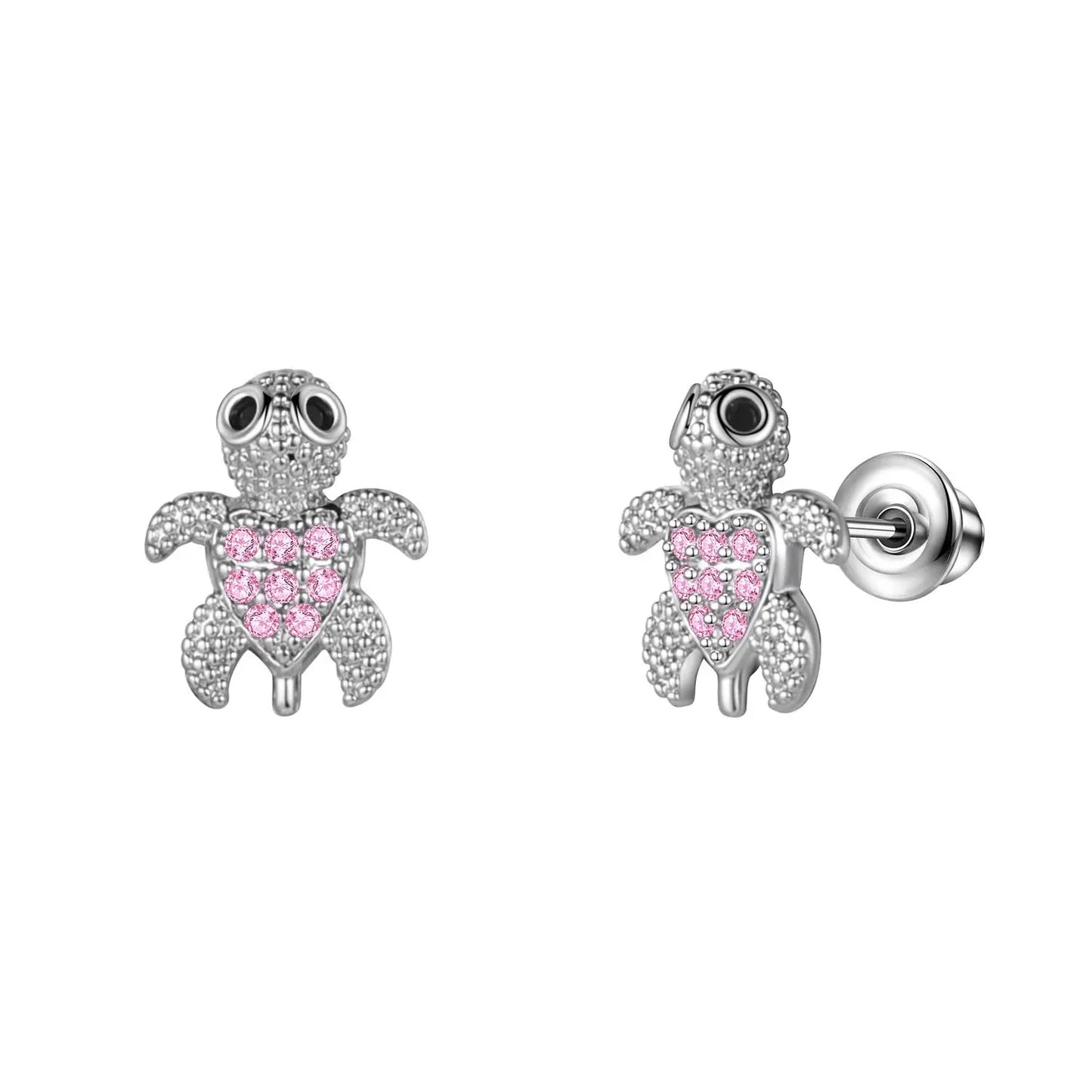 1 or 4 Pair Hypoallergenic Surgical Stainless Steel Earrings for Girls Kids Women Screw Back Earrings Flower Butterfly Toddler