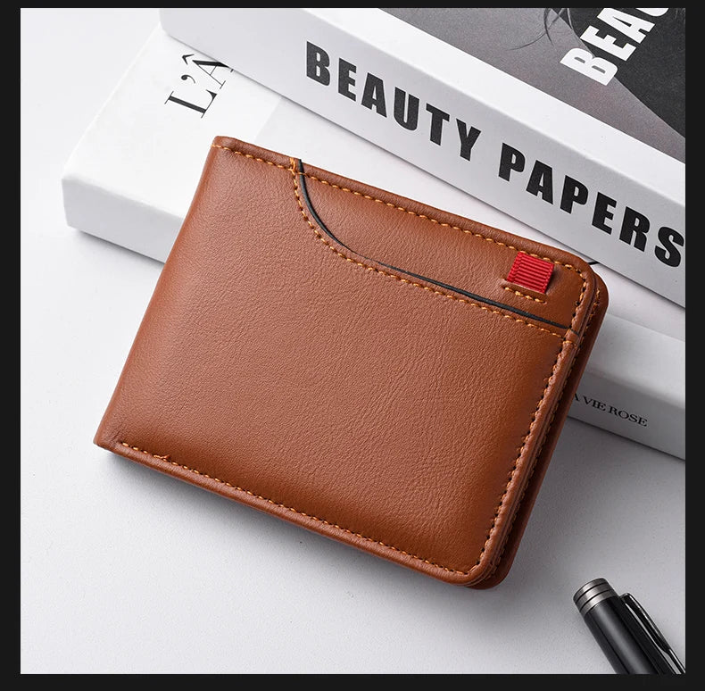 Men's Short Wallet Multi-Card Slot Card Holder PU Leather Luxury Wallet for Men