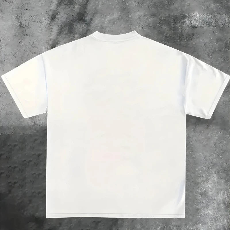 American Hip Hop Retro Geometric Print Men's T-shirt Summer New Retro Fashion Men's and Women's Streetwear