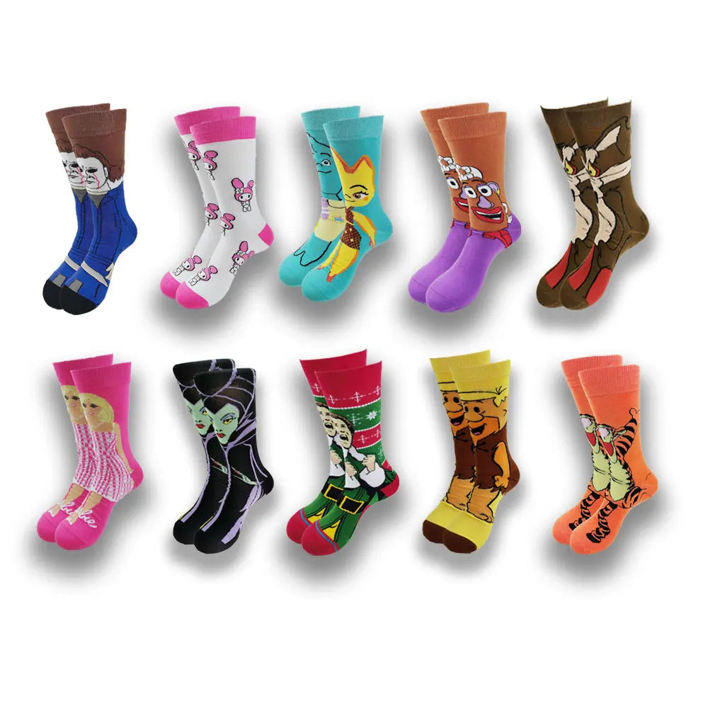 Fashionable design of men's and women's socks in spring and autumn young tube crew socks.