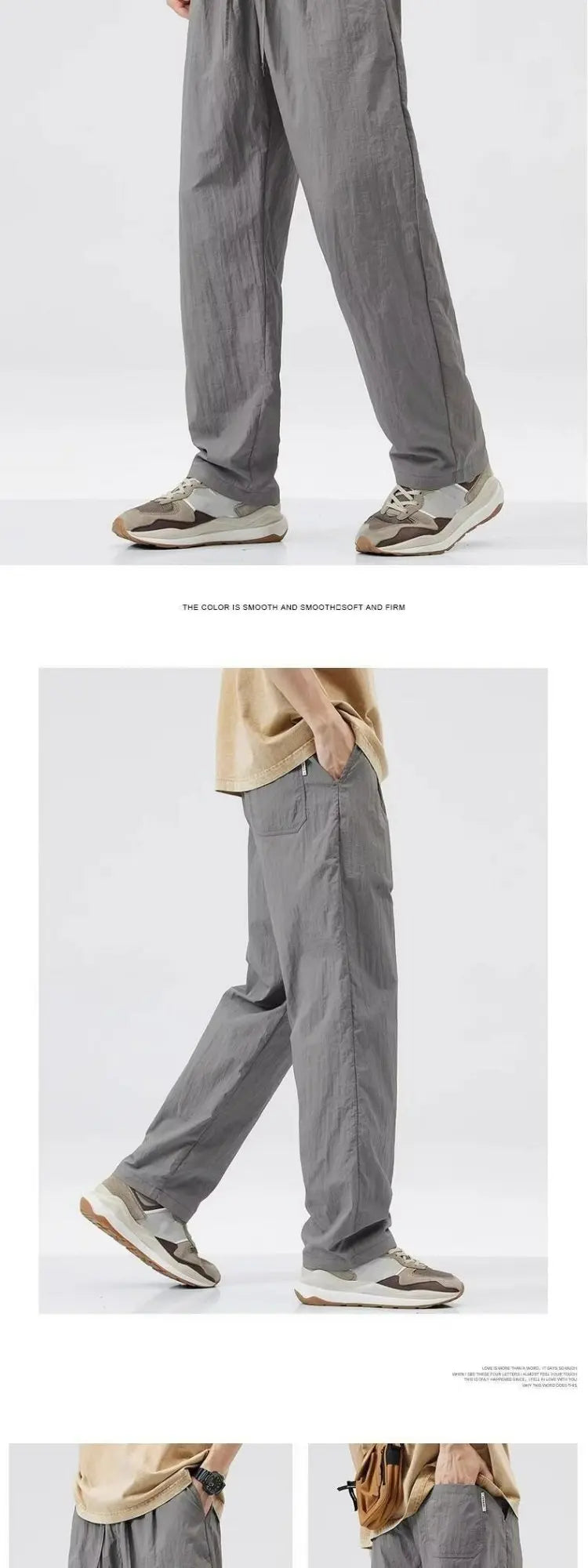 Summer Thin Casual Long Pants Ice Silk Qui Dry Men's Loose Straight Leg Trendy Brand Wide Leg Sports Pants