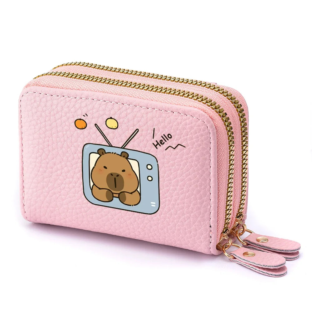 Capybara Wallet Anime Credit Card Holder Cartoon Girl PU Leather Cute Wallet Girl's Birthday Gift
