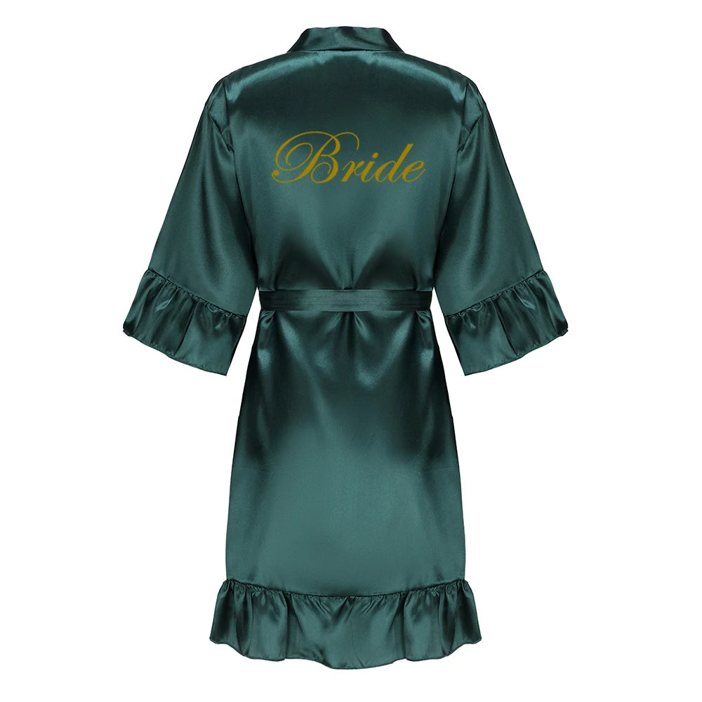 New Green Satin Bathrobe Women Getting Married Bride Hen Party Sisters Sqaud Mother Wedding Bridesmaid Robes
