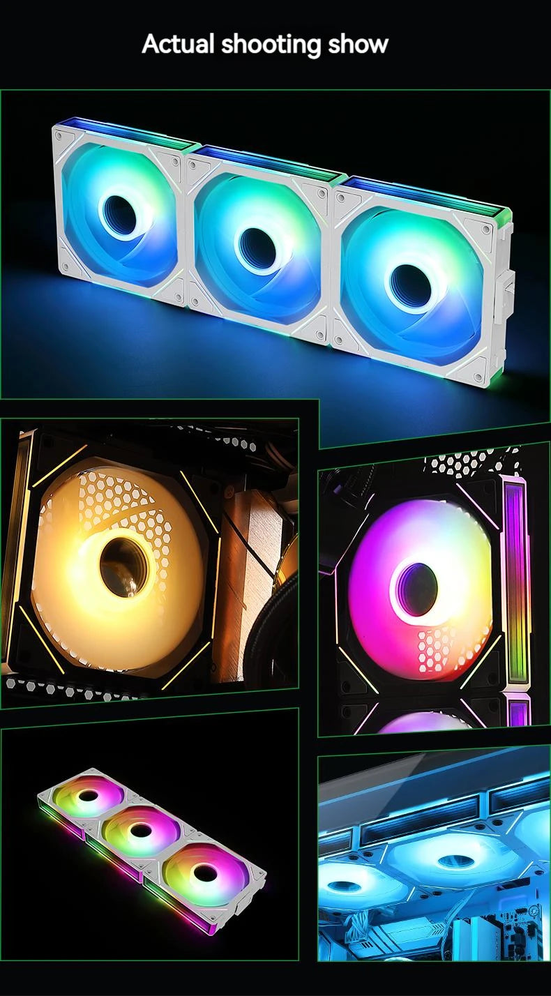 TEUCER 1PCS JM-1 PC Cooling Fan ARGB Mirror Cycle Light Effect 800-2000RPM PWM Water Cooling 360mm Cooler Fan