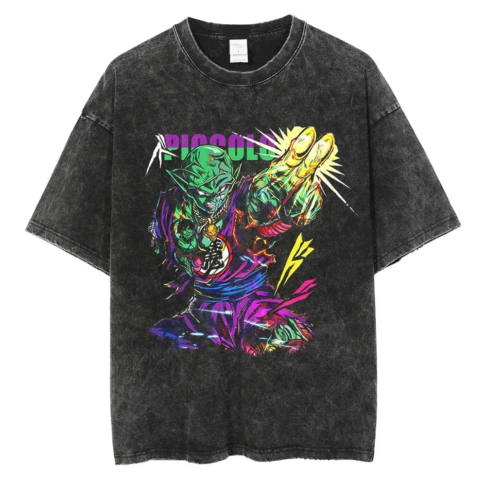 Men Retro Vintage Tshirt Streetwear Japanese Anime Dragon Ball Graphic T-Shirt Harajuku T Shirt Hip Hop Relaxed Tops Tees Black