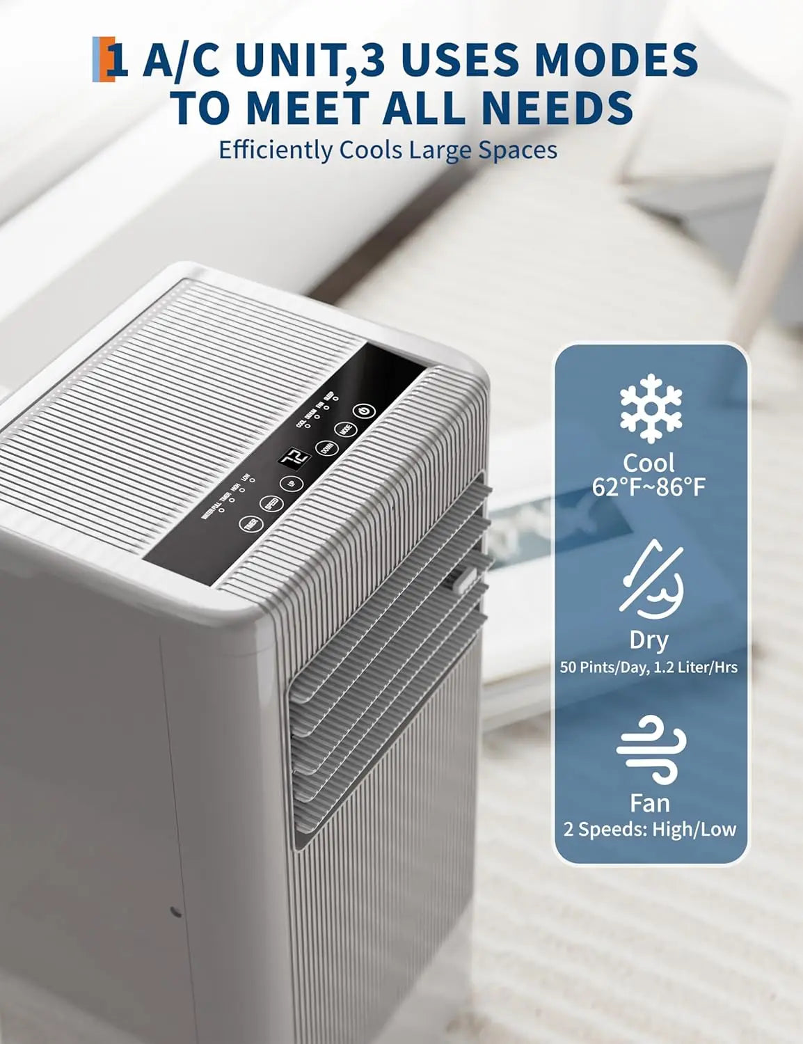 Portable Air Conditioner, 10000 BTU Standing Cooling Remote AC Unit Sets with Dehumidifier Fan Functions, Cools Up to 560 Sq. Ft