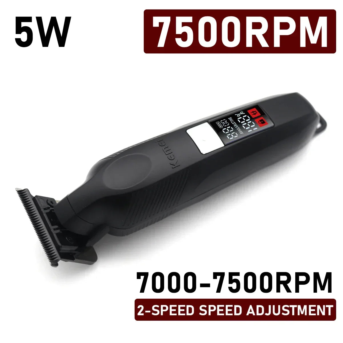 KEMEI Km-1550 Professional Hair Clipper for Men LED Display Low Noise Cordless USB Interface Hair Cutting Machine Hair Trimmer