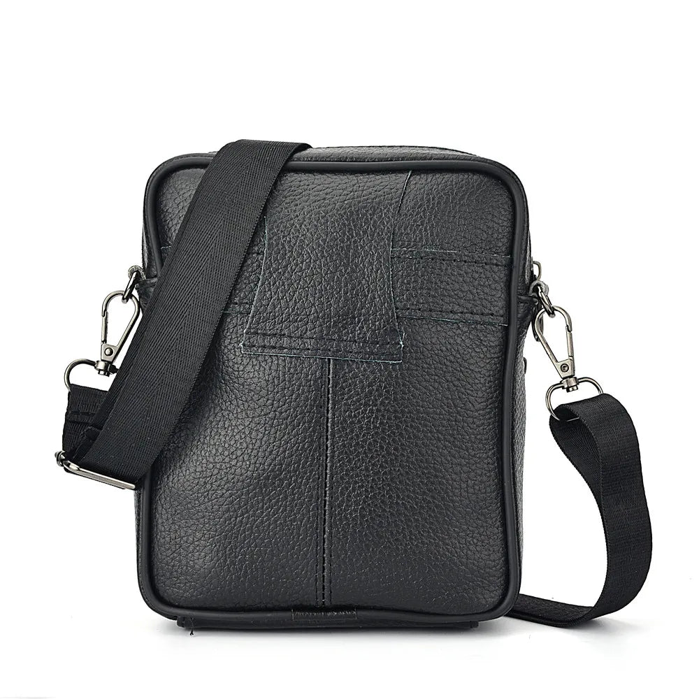 Men's Genuine Leather Crossbody Bag High Quality Zipper Pocket Retro Business Messenger Bag for Men
