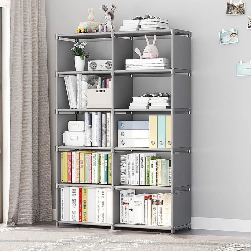 Simple Bookshelf Multi Layer Easy Assembly Diy Wardrobe Bookshelf  Plastic Square Storage Rack Living Room Study Room Bedroom