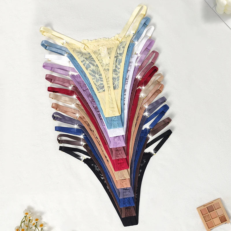 12pcs/Set Low Rise Sexy Women's G-string Breathable Comfortable Female Lingerie Erotic Elegant Lady Thongs Underwear Panties
