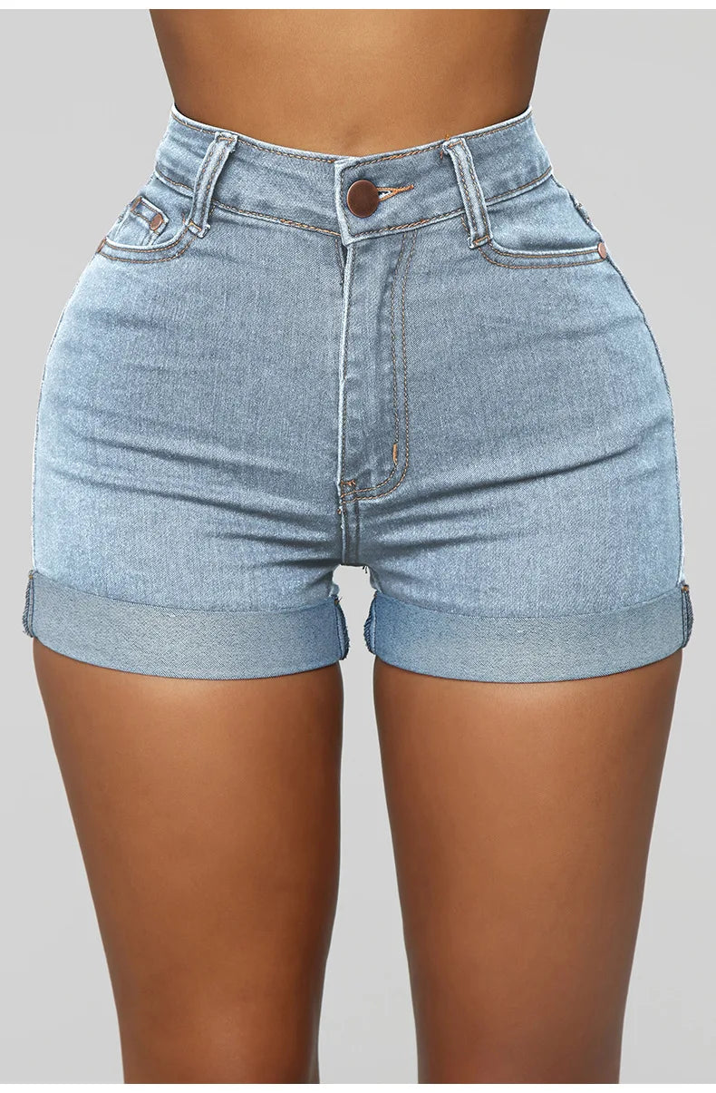Women Casual Slim Fit Pockets Denim Shorts Wrap Buttocks Solid Mini Jeans Female 2024 Sexy High Strecth Vintage Short Pants