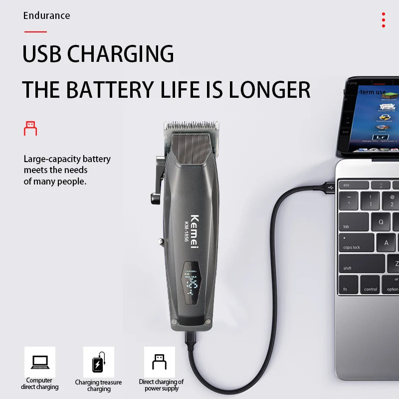KEMEI Electric Rechargeable Best Hair Trimmer Professional Cordless Barber Hair Clipper Trimmer KM-1856