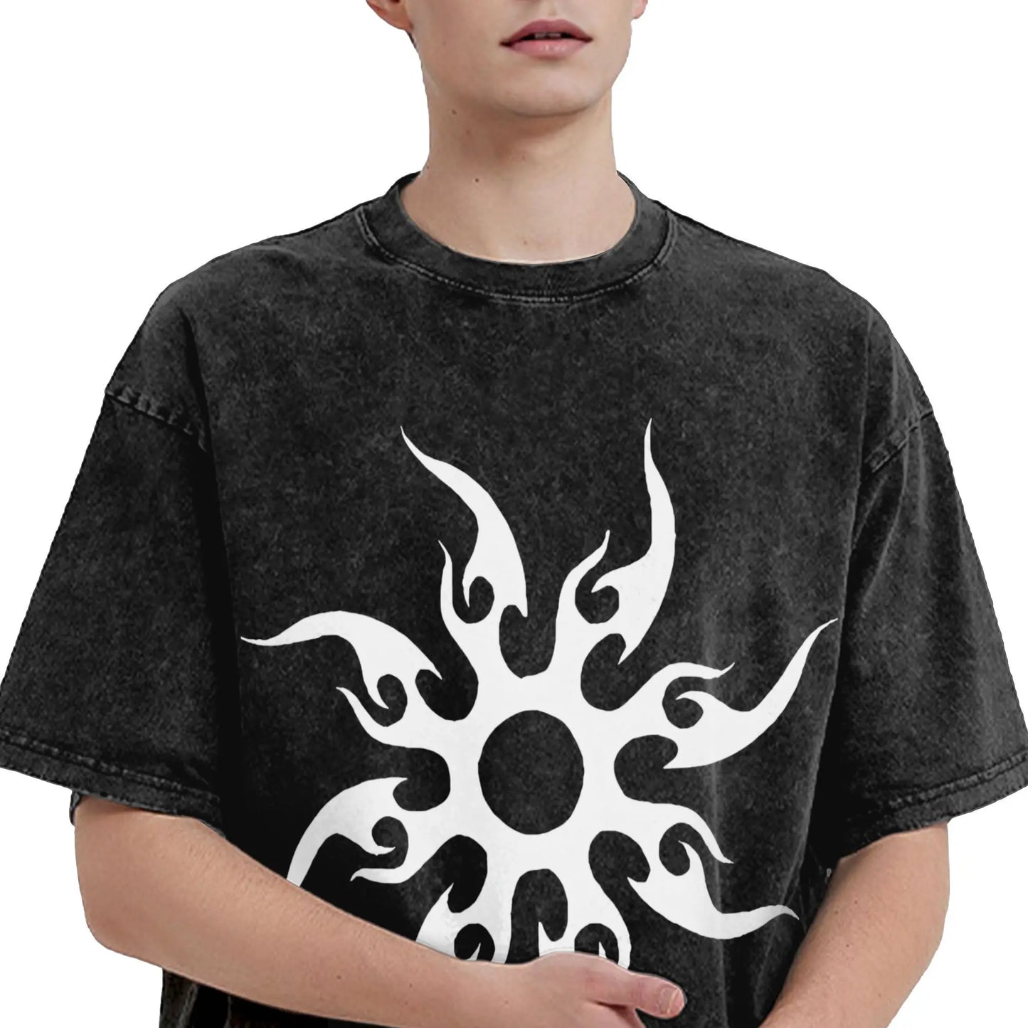 Oversized Washed T-Shirt Forsakens Cotton T-Shirts Meme Trendy Cool Tshirt for Men Beach Y2K Retro Casual Tees