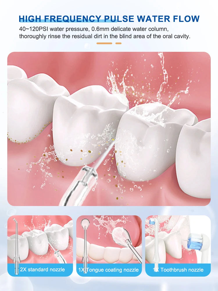 Electric Oral Irrigator Dental Water Flosser for Teeth Rechargeable 9 Modes Portable Dental Water Jet Floss Teeth Cleaner 4 Tip