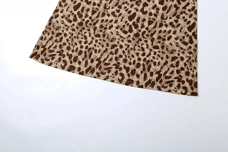 Mooyufon Leopard Print Dress Woman Summer Sexy Swing Collar Spaghetti Straps Backless Ruffles Party Clubwear Skinny Vestidos