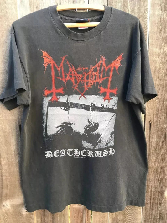 Mayhem Death Crush Chacoal Short Sleeve Cotton T-Shirt New Summer Men's Women's Retro Fashion T-Shirt