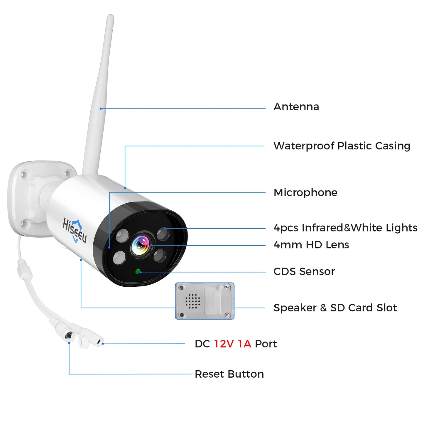 Hiseeu 3MP Wireless IP Camera Outdoor Waterproof CCTV WiFi Surveillance Security Camera P2P For Eseecloud Wireless System
