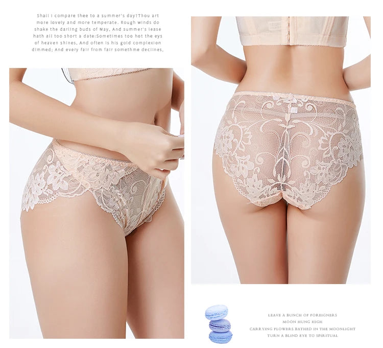 3pcs/Pack Ultra Thin Women Panties Plus Size Briefs for Women Women Full Lace Panties  Solid Sexy Briefs Female Sexy 2XL 3XL 4XL
