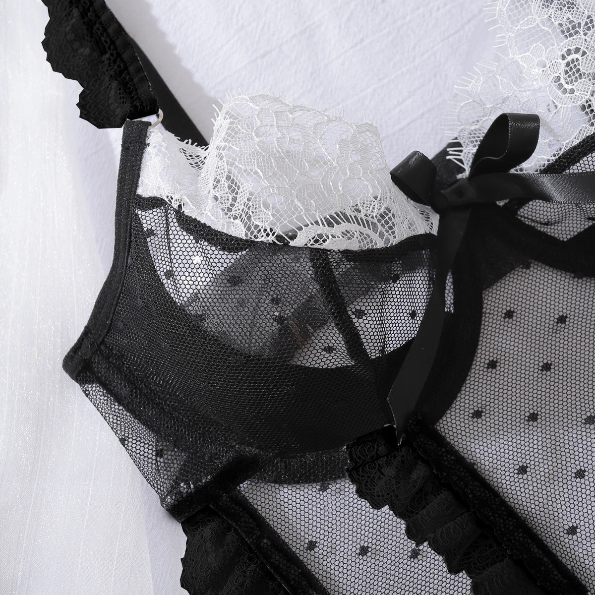 MUZISKAT Maid Lingerie Patchwork Lace Transparent Backless BodySuit Seductive Underwear Sexy Below Set Naked Woman Erotic Outfit