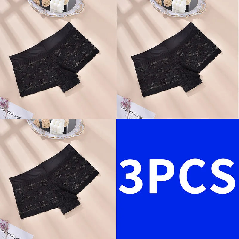 3PCS Women Lingerie Panties Sexy Lace Cheeky Plus Size High-waist Panties Female Briefs Ladies Seamless Breathable Underwear