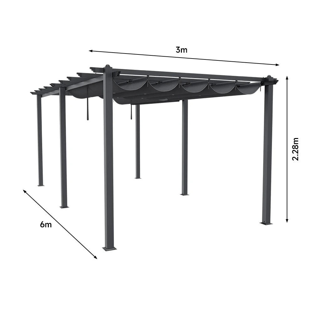 【Breeins】Metal Pergola w/Thicker Post & Upgraded Retractable Pergola Canopy, Heavy-Duty Aluminum Pergolas and Gazebos