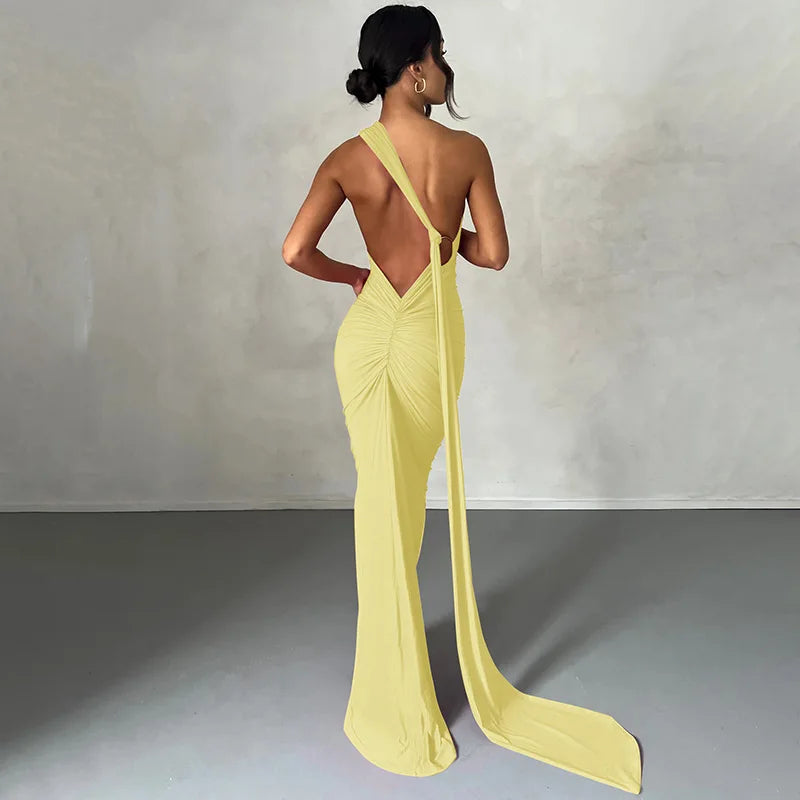 Ladies Summer Elegant Evening Party Dress For Women Sleeveless Backless Halter Sexy Long Dresses Woman Clothes Birthday Clubwear